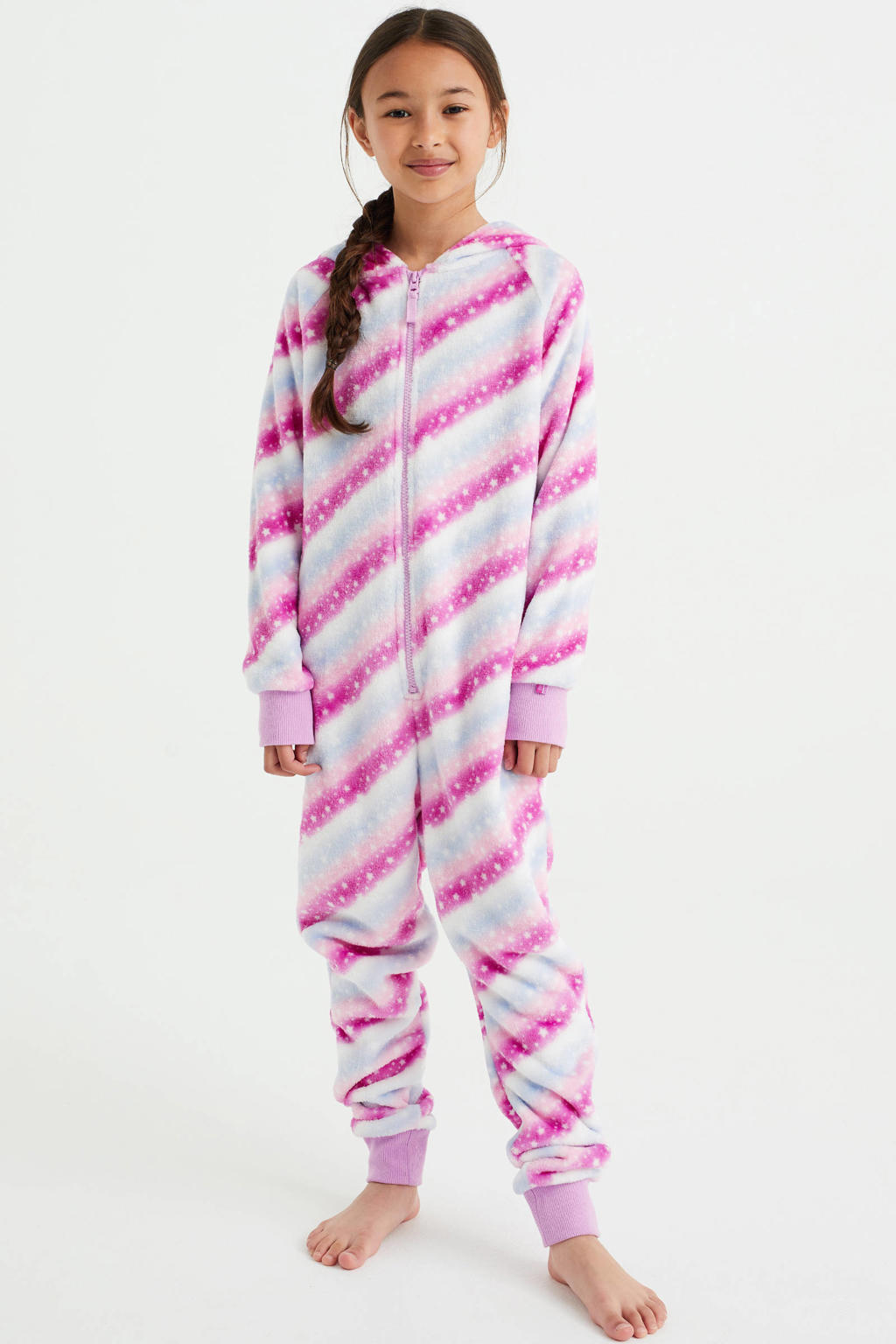 WE Fashion onesie fleece roze wehkamp