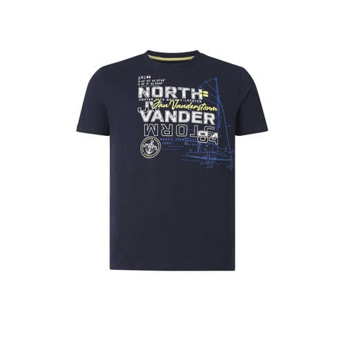 Jan Vanderstorm regular fit T-shirt FRIMANN Plus Size met printopdruk donkerblauw afbeelding