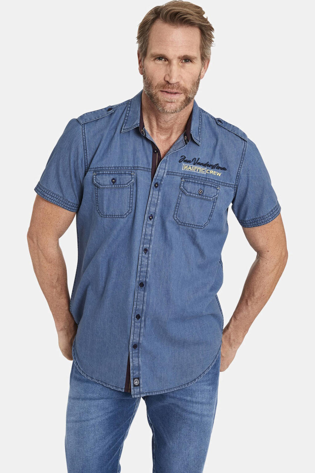 Jan Vanderstorm casual overhemd lichtblauw