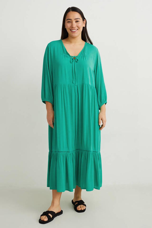 inschakelen Bulk smal C&A XL jurk met volant groen | wehkamp
