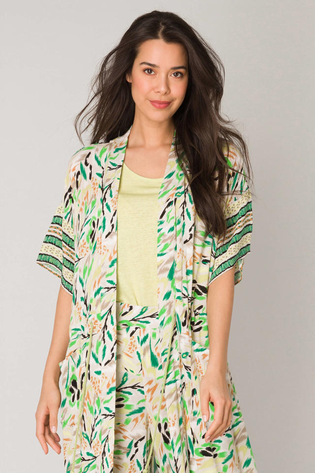 smokkel Huiswerk Ass Yest kimono met all over print groen | wehkamp