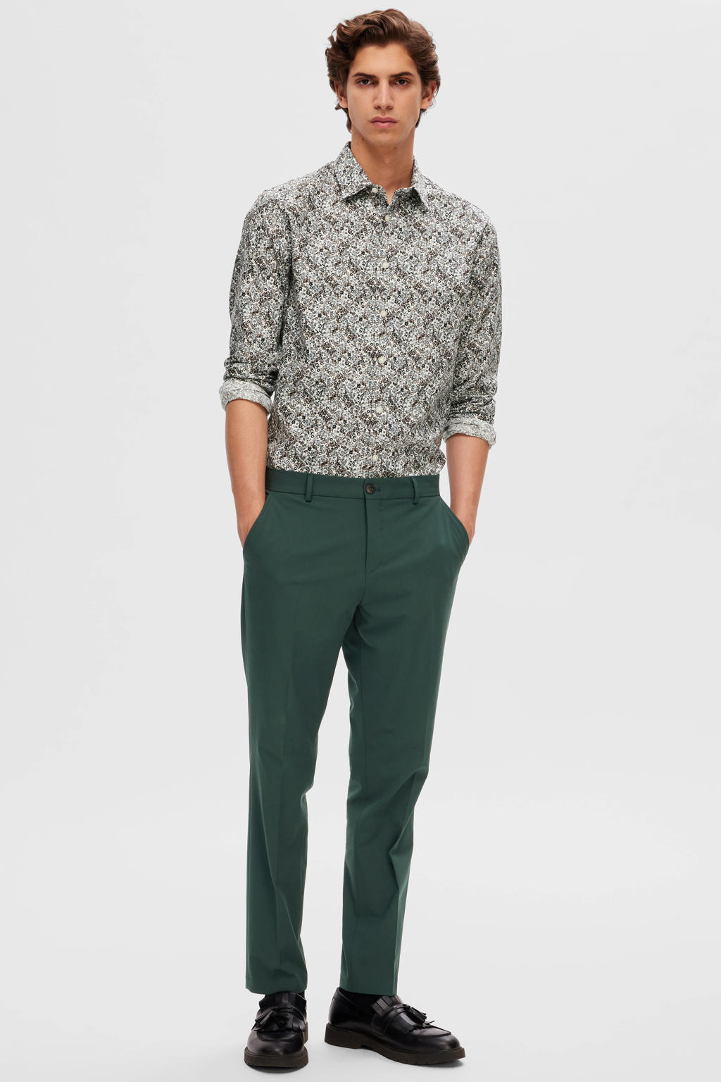 Selected slim fit pantalon groen
