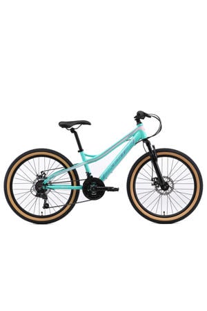 hardtail MTB kinderfiets 24 inch turquoise /wit, 21 speed