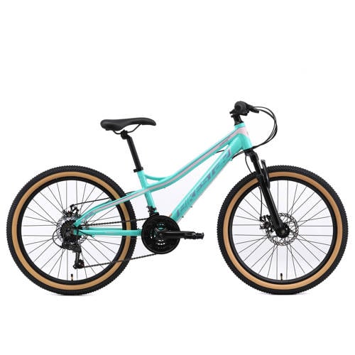 BikeStar hardtail MTB kinderfiets 24 inch turquoise /wit, 21 speed afbeelding