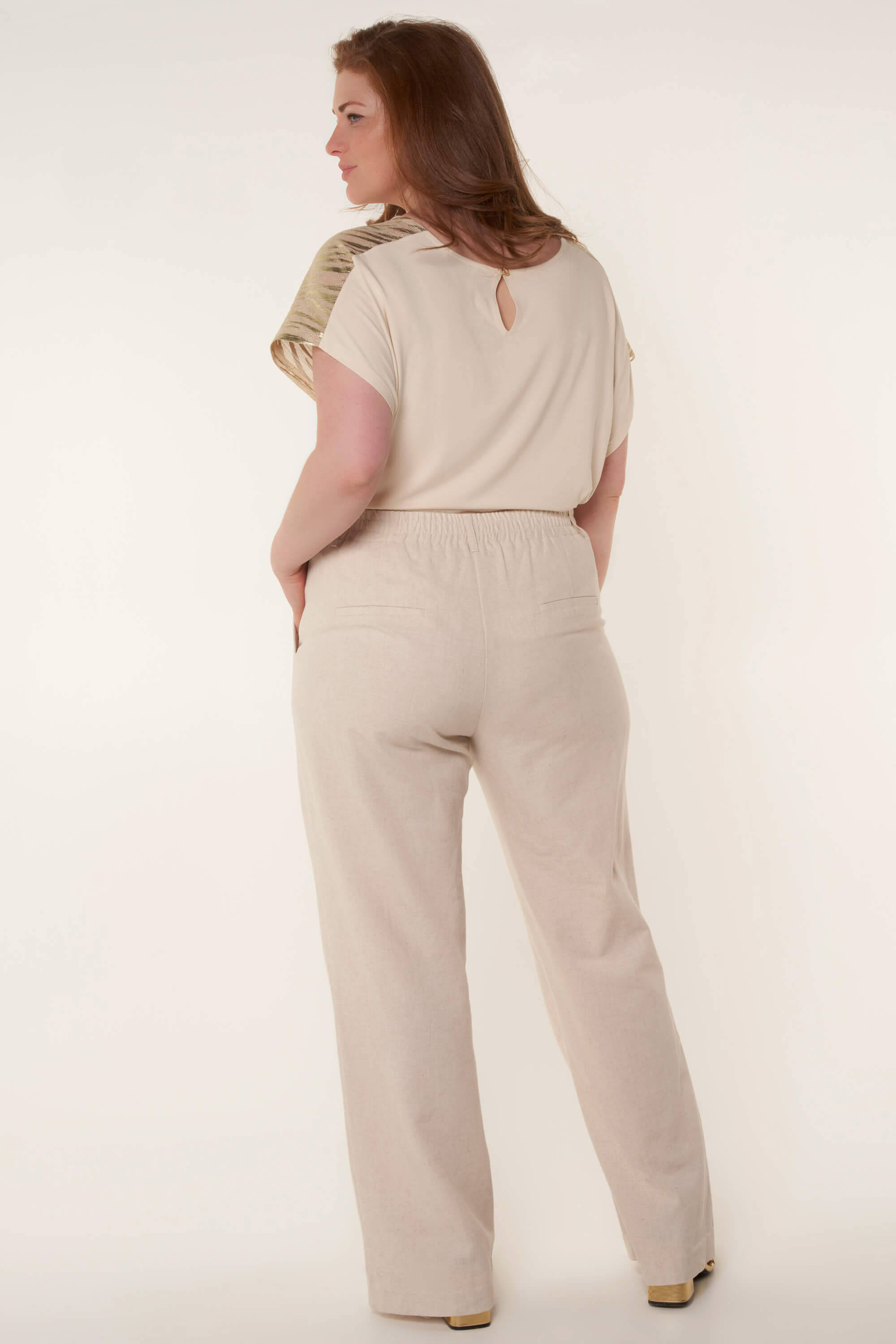 MS Mode high waist wide leg pantalon ecru wehkamp