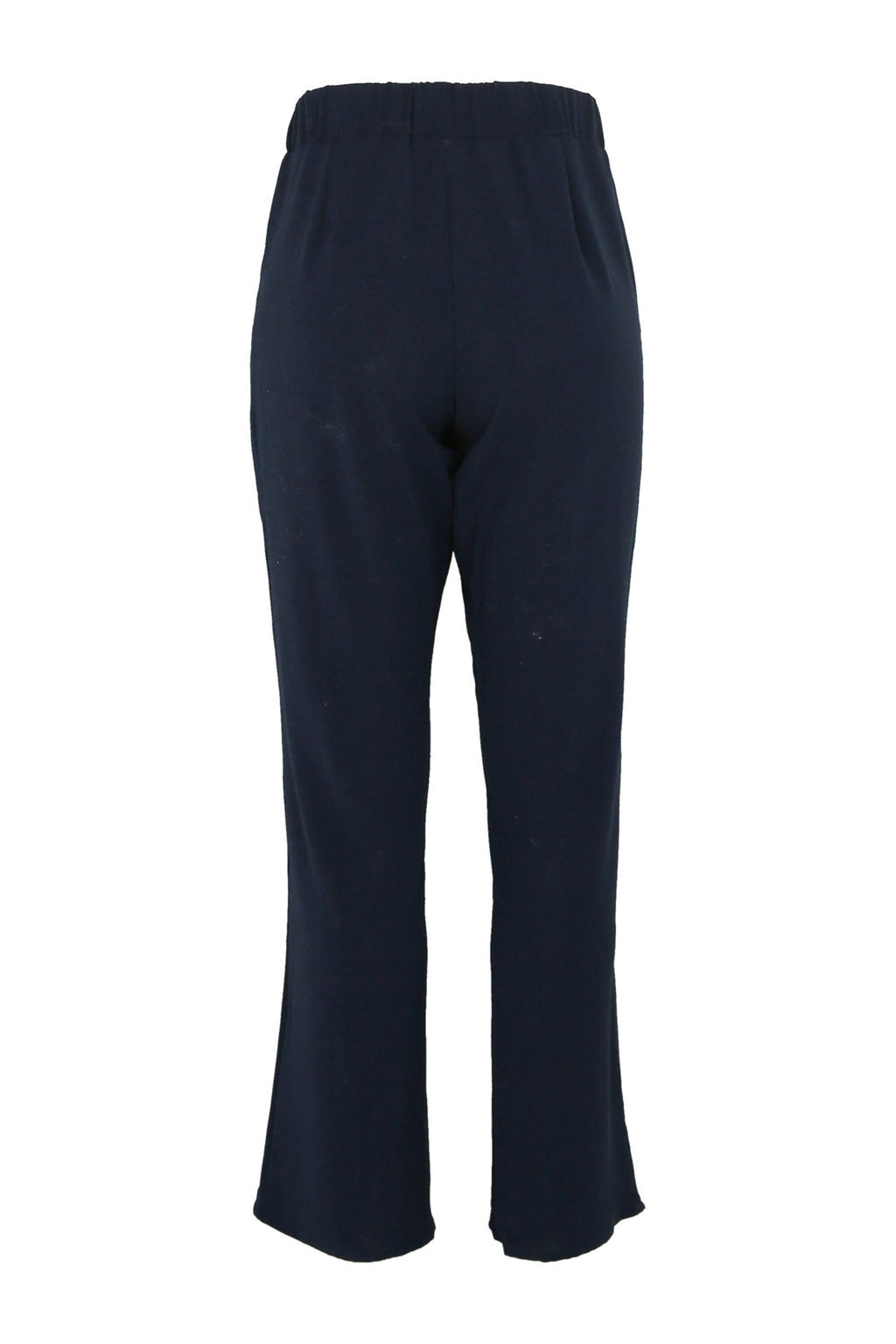 Donkerblauwe dames Paprika flared broek van polyester met regular waist en elastische tailleband