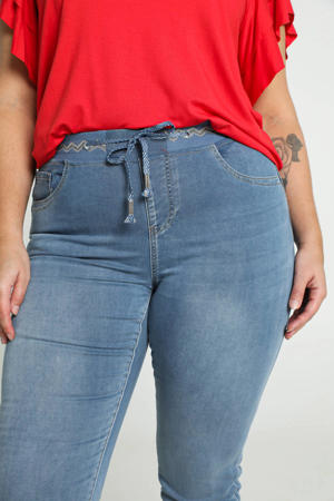 high waist slim fit jeans medium blue denim
