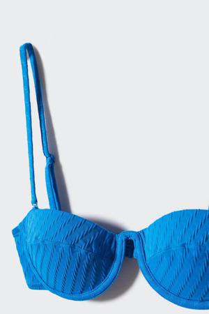voorgevormde strapless beugel bikinitop blauw
