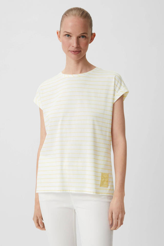 | identity wehkamp T-shirt gestreept geel/wit comma casual