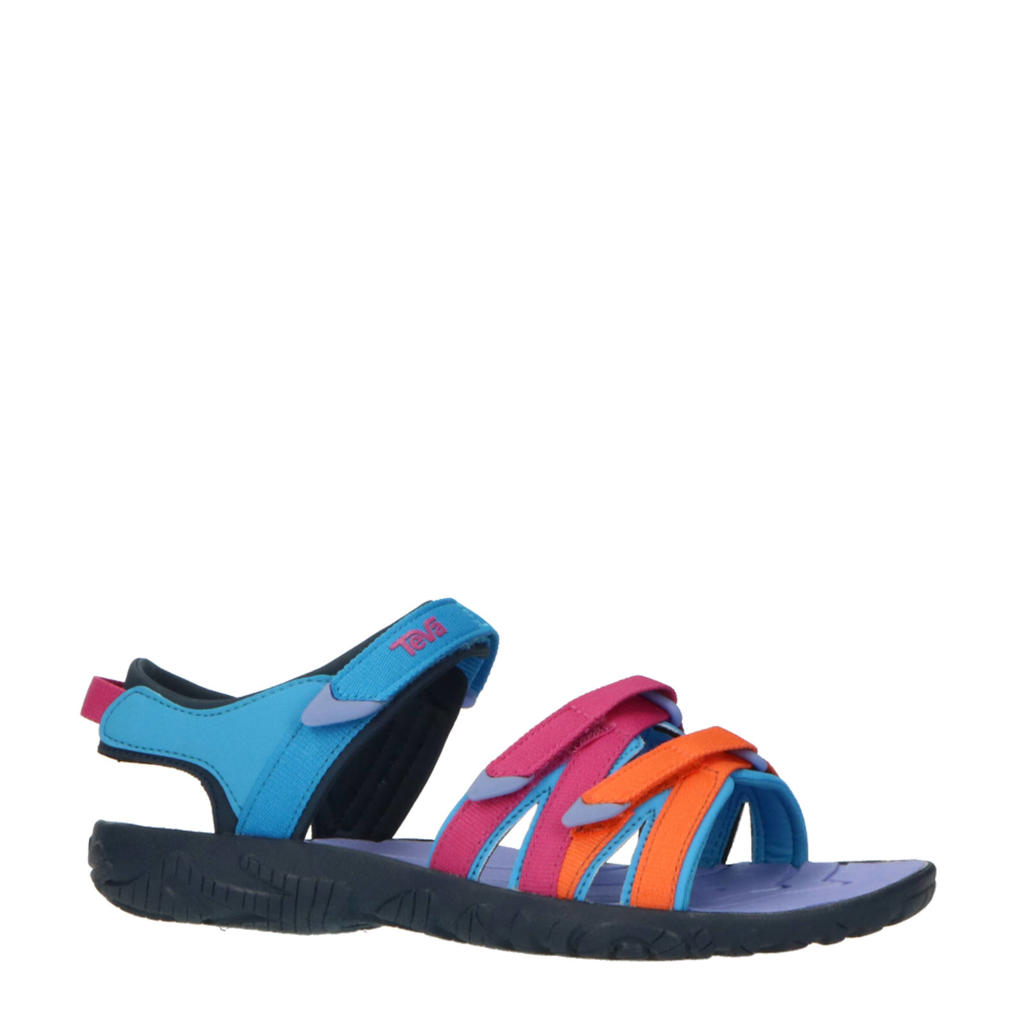 Blauw, oranje en roze meisjes Teva Tiener sandalen van polyester met profielzool en klittenband
