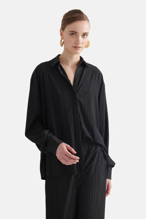 blouse met textuur zwart