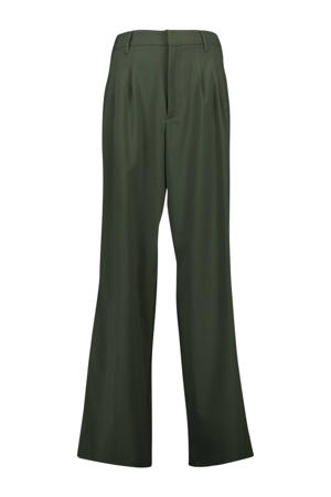 high waist wide leg pantalon Philly olijfgroen