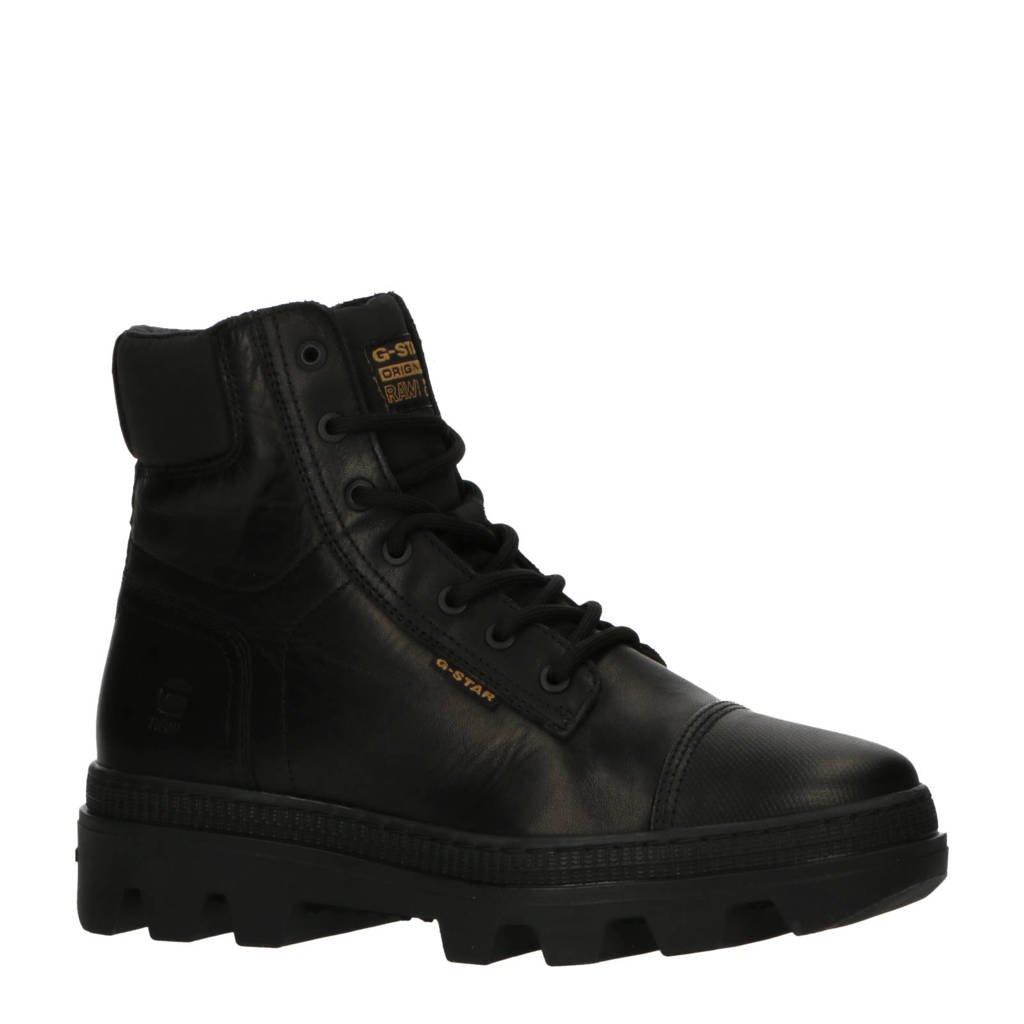 G-STAR leren veterboots zwart wehkamp