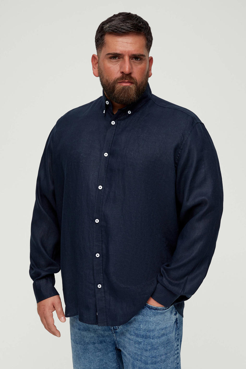 Mannelijk zomer-katoenen linnen vast casual plus size los overhemd Mannelijk zomer-katoenen linnen vast casual plus size los overhemd