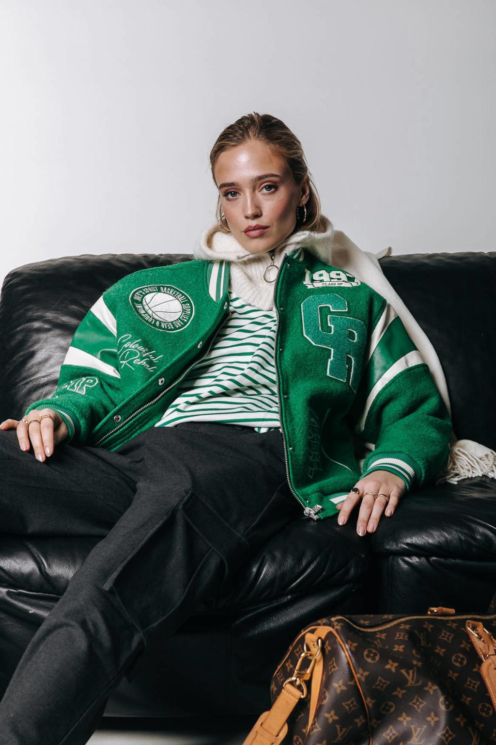 Colourful Rebel baseball jacket Joan met wol donkergroen wehkamp