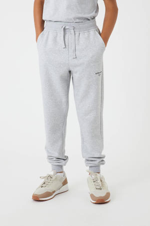 tapered fit joggingbroek met logo grijs melange