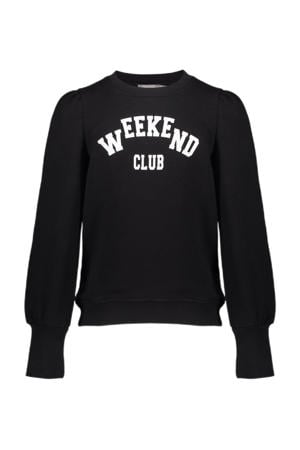 sweater met tekst zwart/wit