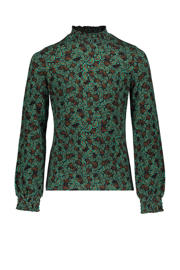 thumbnail: Geisha top met all over print donkergroen/zwart