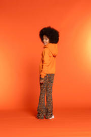 thumbnail: Geisha gebloemde flared broek zwart/oranje