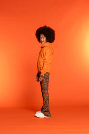 thumbnail: Geisha gebloemde flared broek zwart/oranje