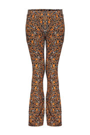 thumbnail: Geisha gebloemde flared broek zwart/oranje