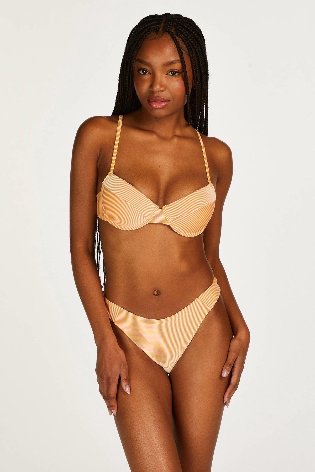 Hunkemöller beugel bikinitop Riviera oranje/wit wehkamp