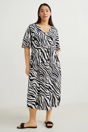 jurk met zebraprint wit/zwart