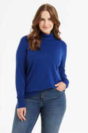 thumbnail: Blauwe dames GREAT LOOKS coltrui van viscose met effen en lange mouwen
