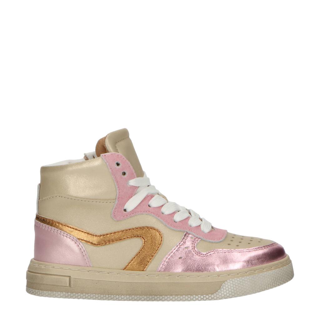 Roze meisjes Hip leren sneakers met veters