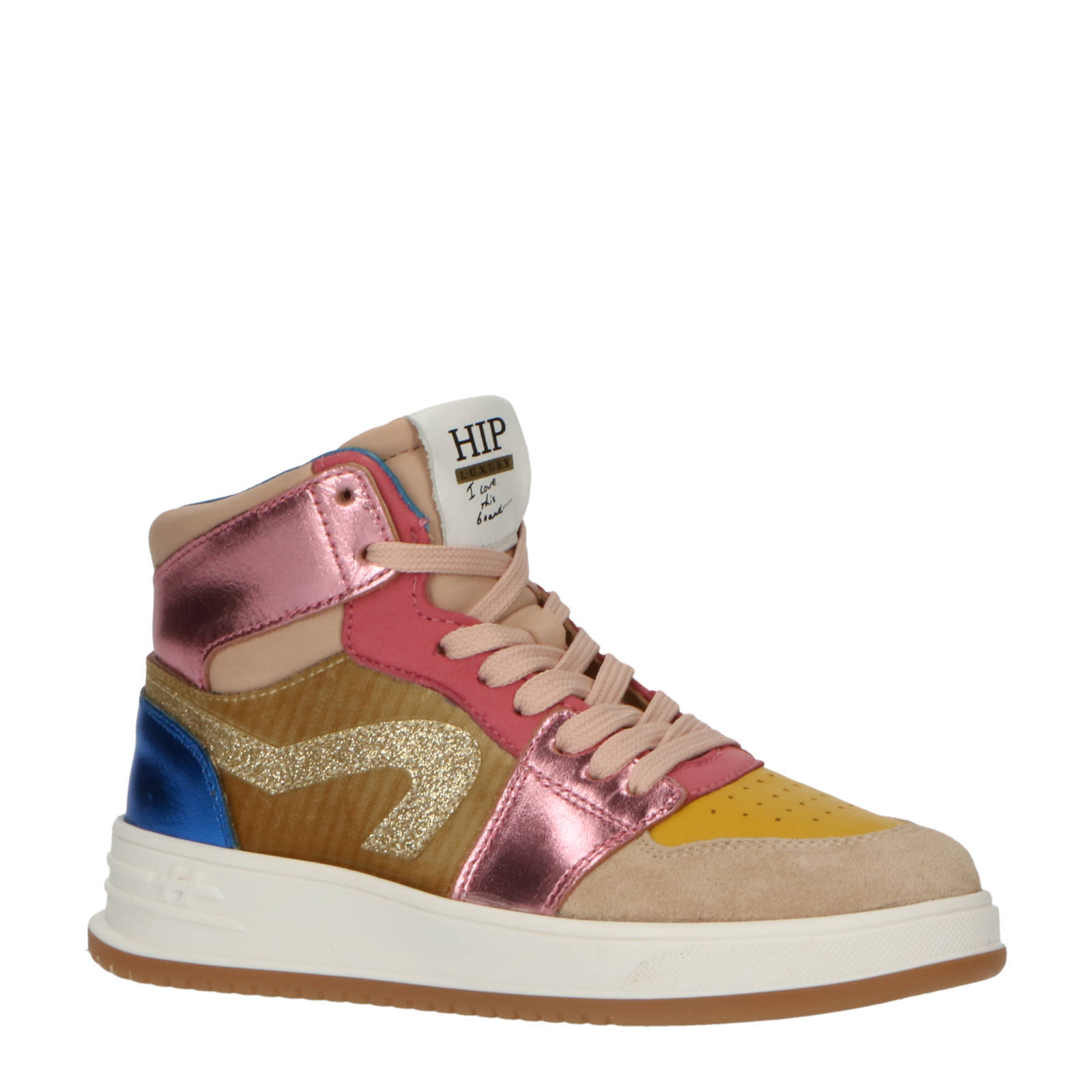 Hip leren sneakers roze multi wehkamp