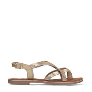 leren sandalen goud
