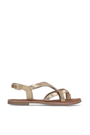 leren sandalen goud