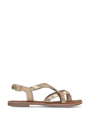 leren sandalen goud