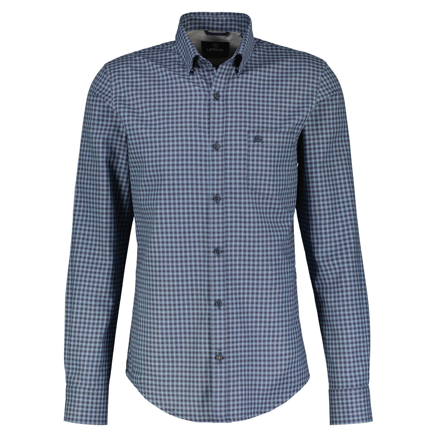 LERROS geruit regular fit overhemd blauw