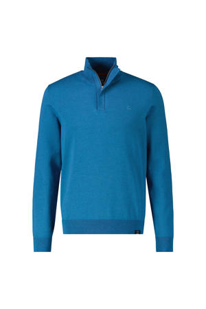 fijngebreide trui met logo blauw