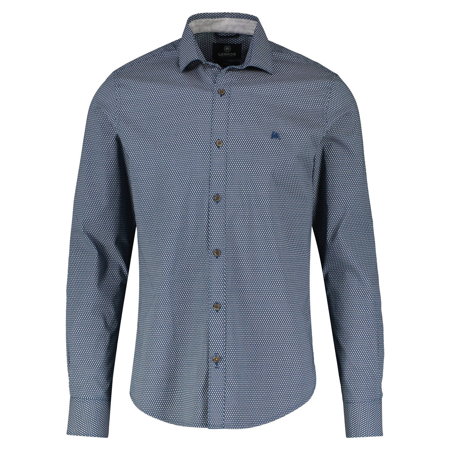LERROS regular fit overhemd met all over print blauw