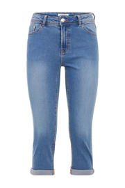 thumbnail: Light blue denim dames Cache Cache slim fit capri jeans van denim met regular waist en effen