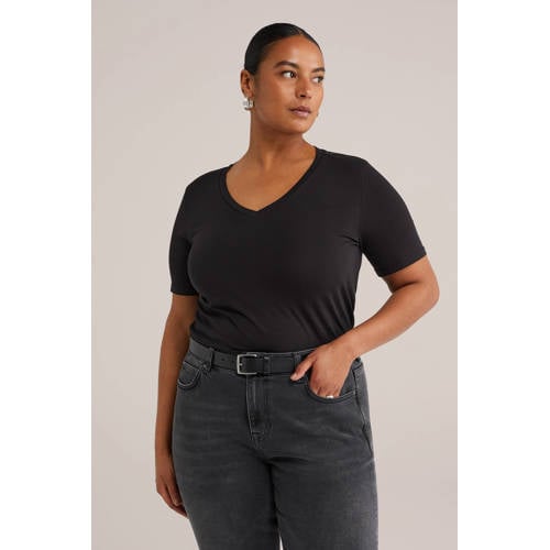 WE Fashion Curve T-shirt zwart afbeelding