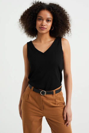 top met open detail zwart