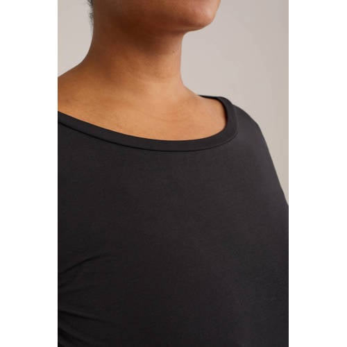 WE Fashion Curve longsleeve met katoen zwart afbeelding