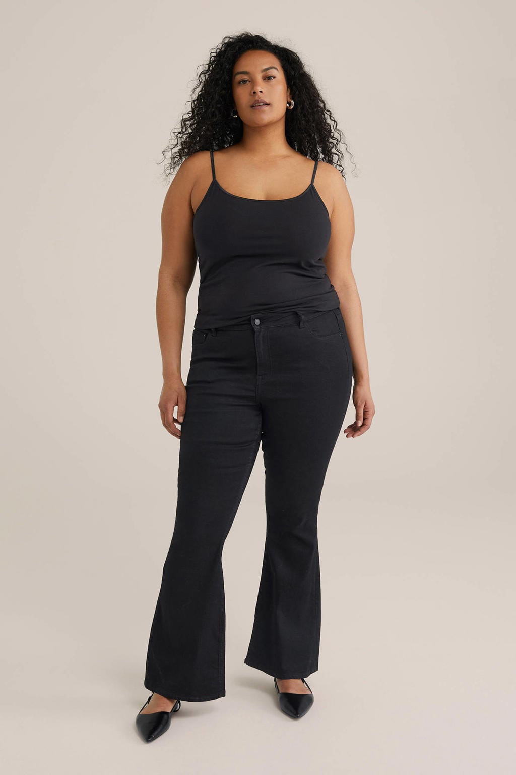 WE Fashion Curve singlet zwart