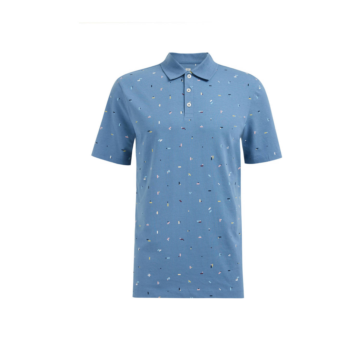WE Fashion polo met all over print blue water