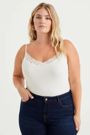 singlet met kant offwhite