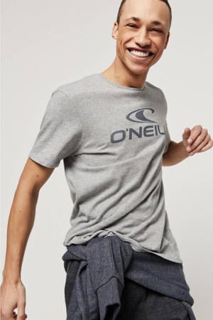 regular fit T-shirt met logo grijs