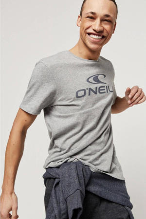 regular fit T-shirt met logo grijs