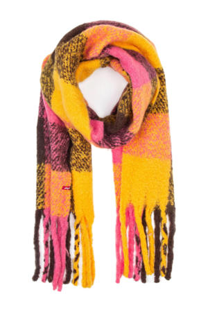 geruite sjaal roze/geel/oranje