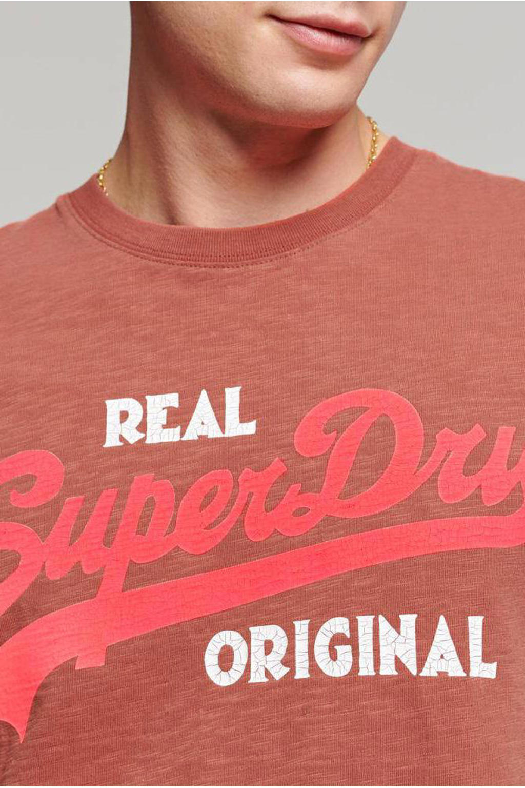 Superdry oversized Tshirt Real Original Overdyed met logo rood wehkamp