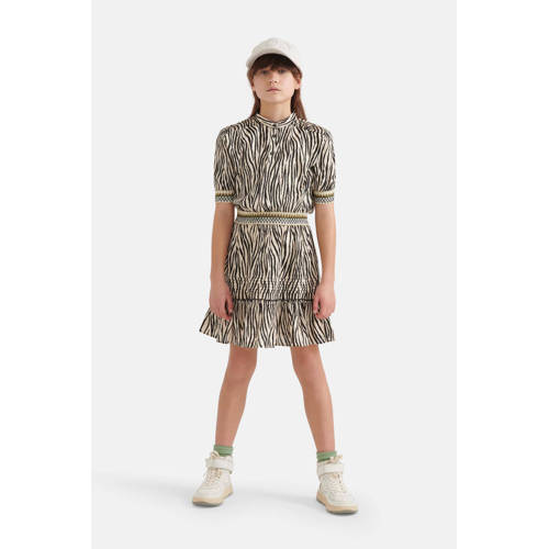 Shoeby Jill & Mitch jurk met zebraprint zwart ecru