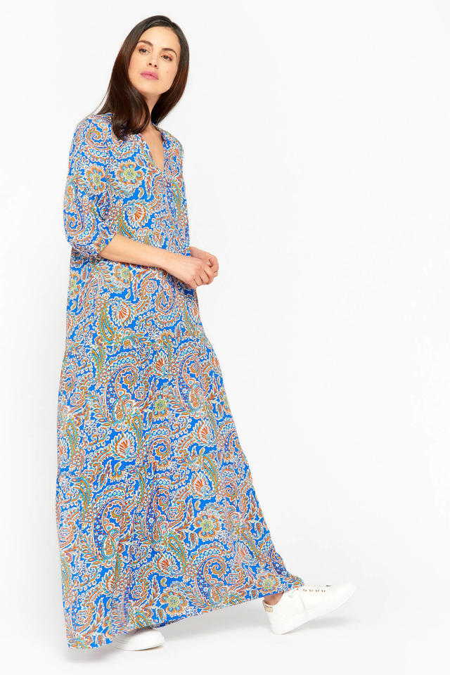 Nebu Gezond Achteruit LOLALIZA maxi jurk met paisleyprint blauw | wehkamp