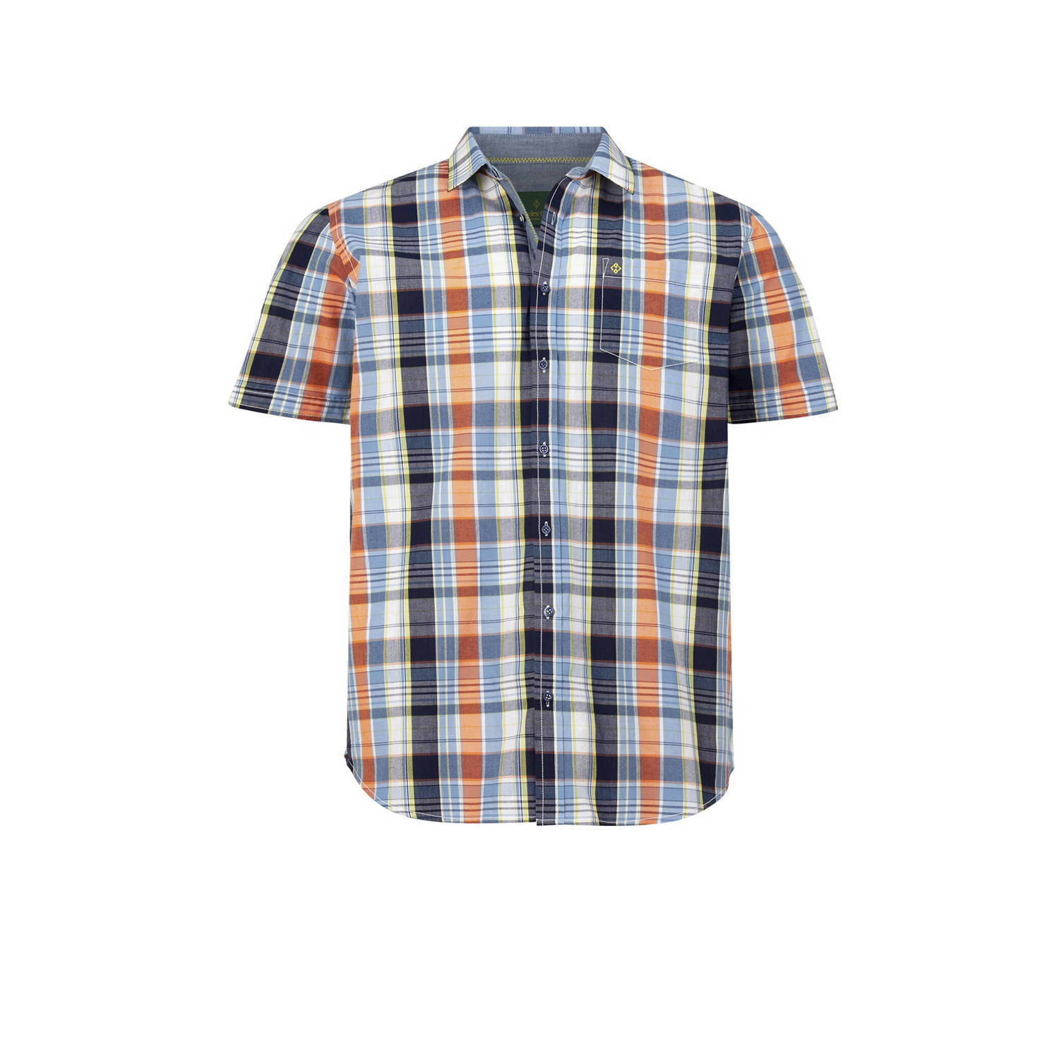 Charles Colby geruit regular fit overhemd DUKE SULLY Plus Size blauw